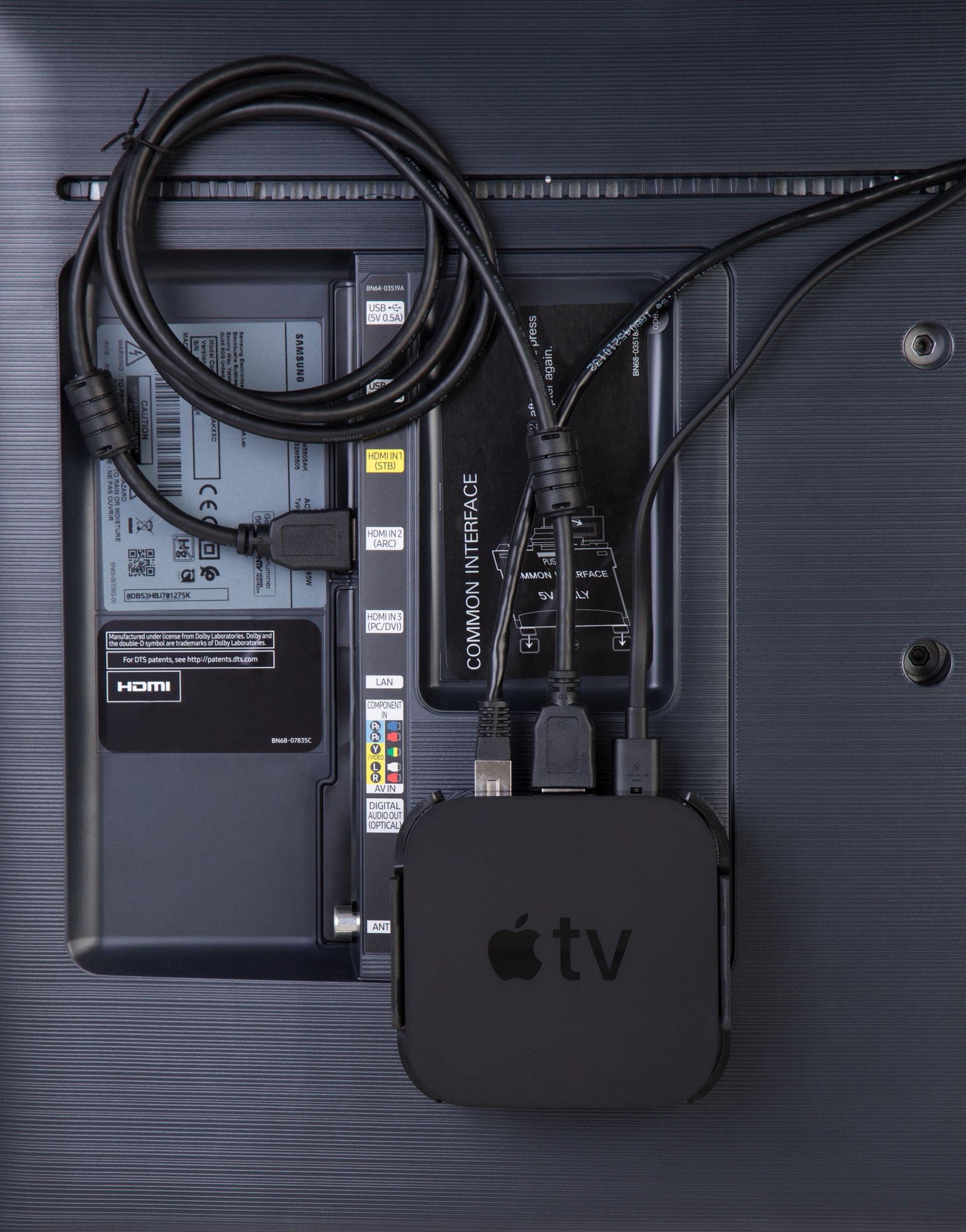 Bracket mounted behind a TV Bracket mounted behind a TV