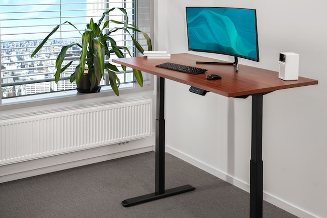 Ergonomiskt höj och sänkbart skrivbord med motor valnöt 180 x 75